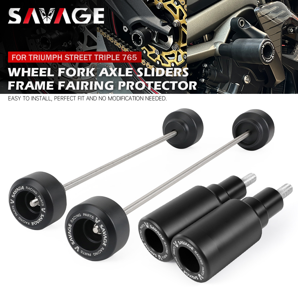 Pelindung Rangka Sepeda Motor Frame Slider Crash Pad Untuk Street Triple 765 R S RS 2017-2026 765RS Pelindung As Roda Depan Belakang Fork Crash Slider