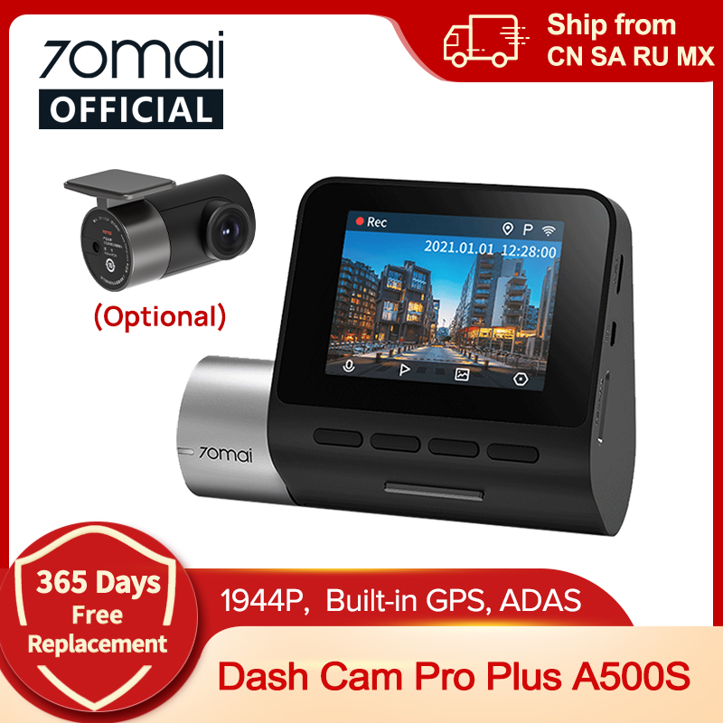 70mai Dash Cam Pro Plus A500S 1944P ADAS GPS cámara 70mai cámara frontal A500S 140FOV coche DVR 24H soporte de estacionamiento cámara Interior trasera
