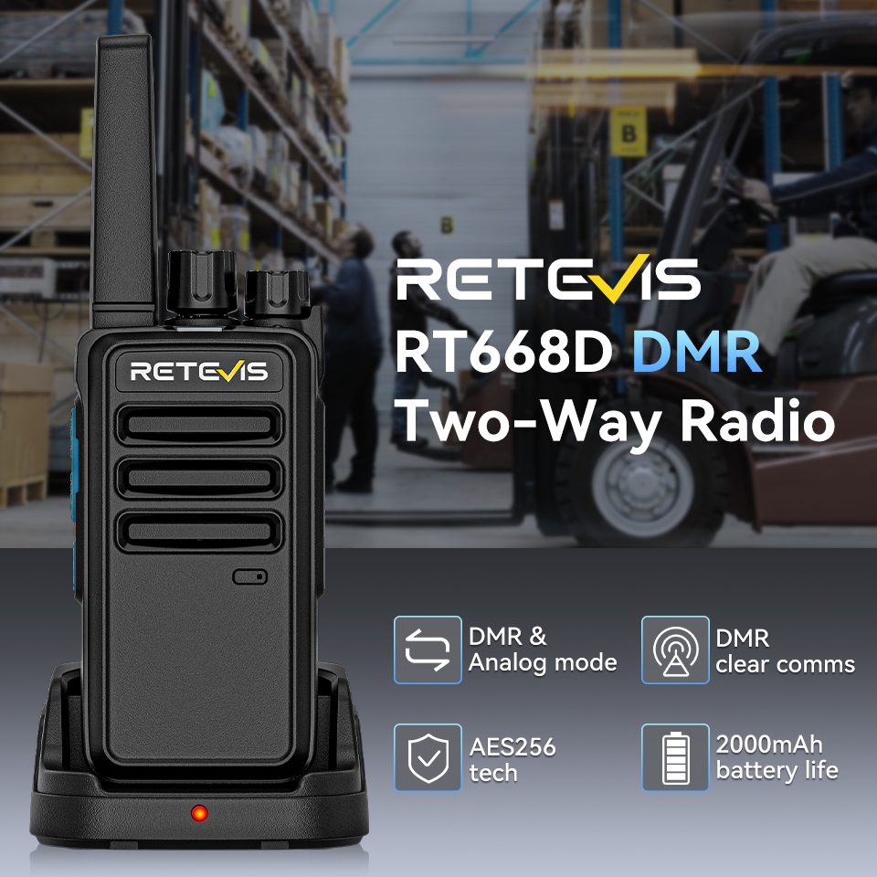 Retevis RT668D Walkie Talkie PMR446 Business senza licenza DMR Digitale Vocale chiara A lungo raggio Durevole per uso di sicurezza in hotel