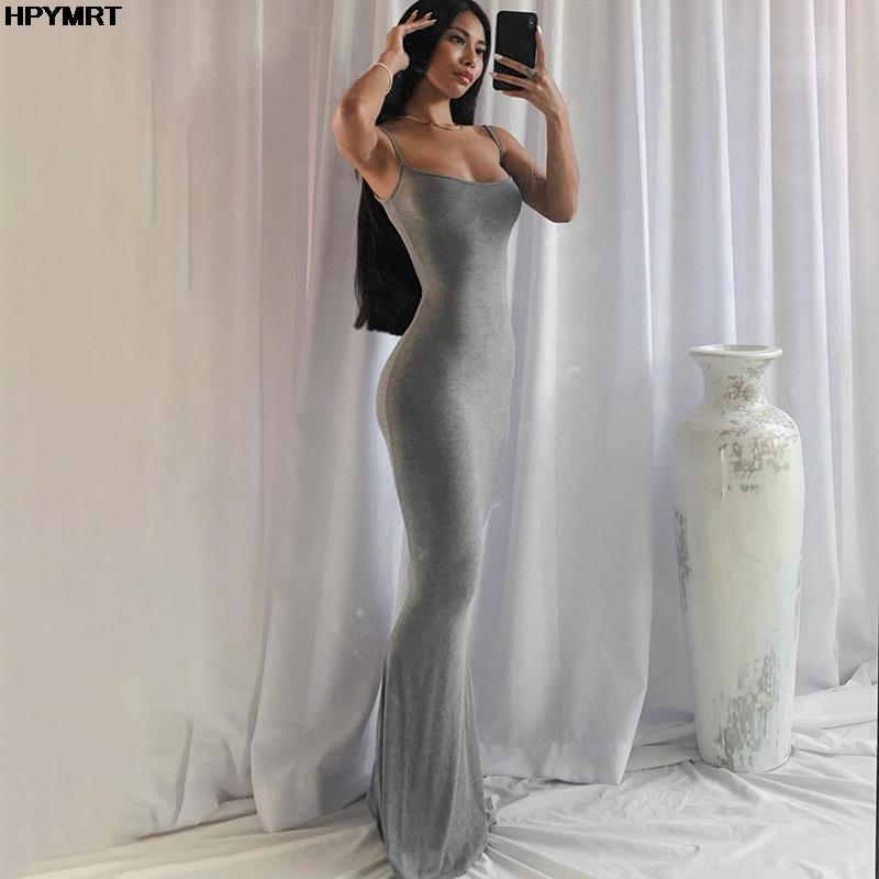Satin Trơn Không Tay Hở Lưng Sexy Đầm Maxi Mùa Xuân 2022 Phụ Nữ Đảng Y2K Ngắn Gọn Ôm Body Sang Trọng Đầm Nữ Quần Áo