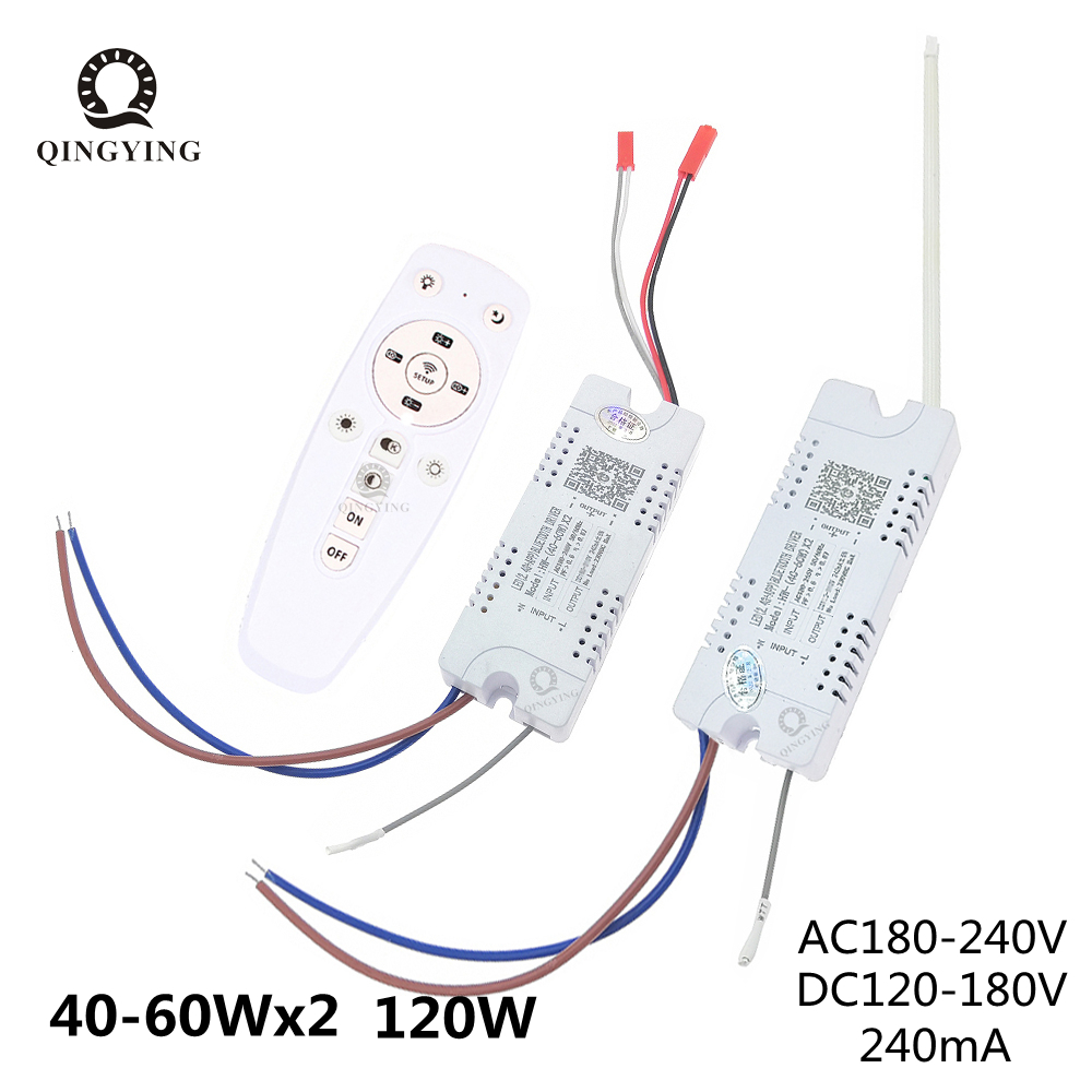 Driver de led inteligente 2.4g, 40-60wx2, controle remoto por aplicativo, transformador de escurecimento e mudança de cor para lustre, fita led