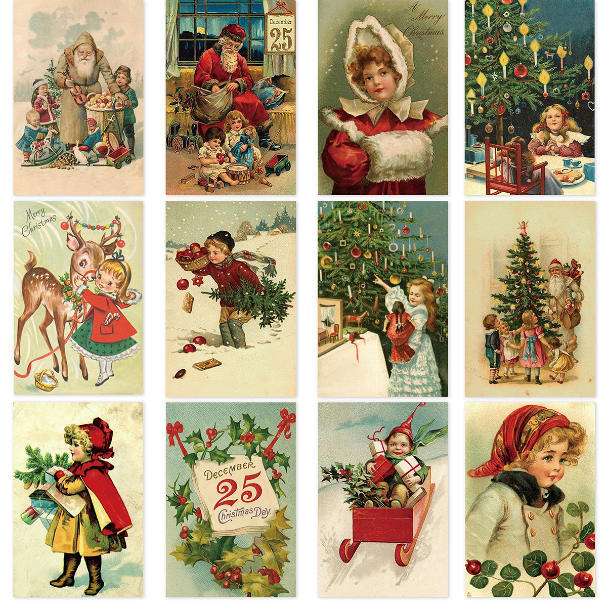 12/24 pçs retro cartões postais de natal papai noel vintage cartões de natal em branco presente de natal para amigo navidad