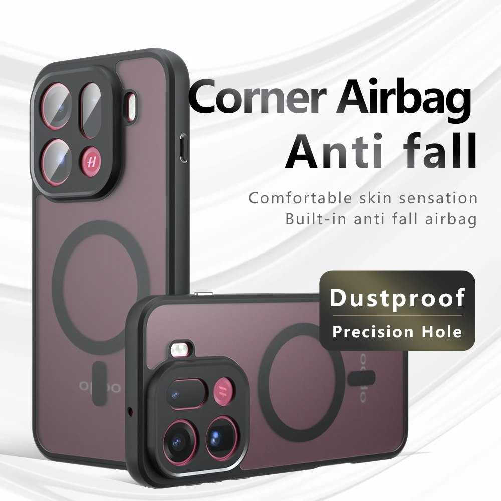 Case Voor OPPO Find X9 Pro Schokbestendig Magnetisch Huidgevoel Mat Zacht TPU Frame Hard Plastic Doorschijnend Telefoon Achterkant Fundas