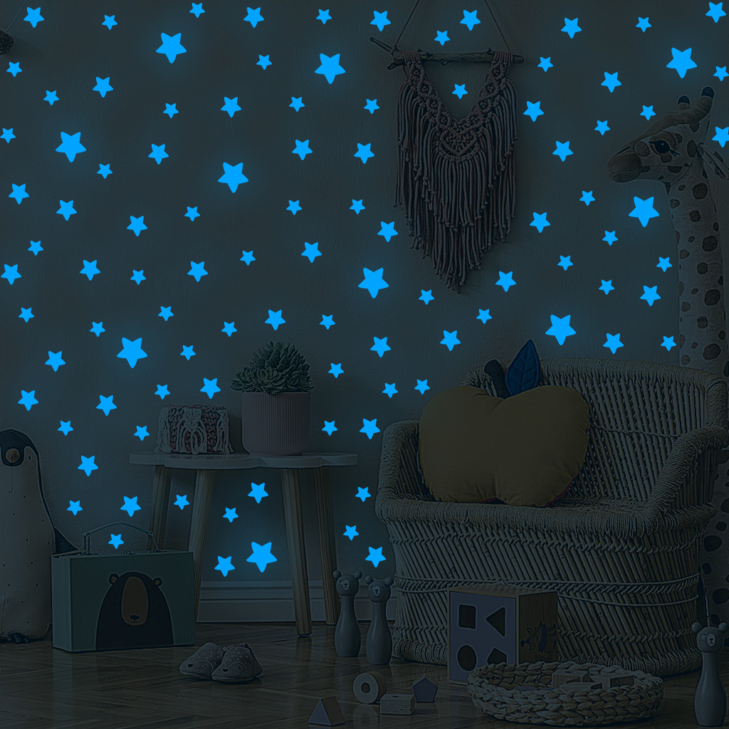 100 stks Lichtgevende Muurstickers Glow In The Dark Sterren Sticker Decals voor Kinderen babykamers Kleurrijke Fluorescerende Stickers Home decor
