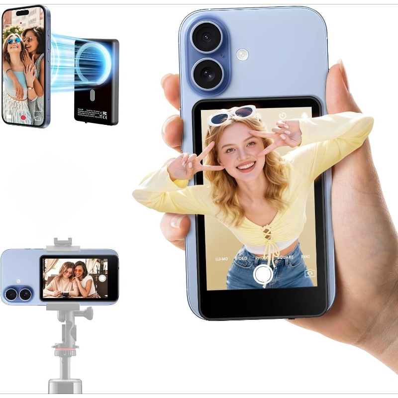 Monitor Magnético para Selfies 4K, Pantalla Magnética con Temporizador para Cámara, Control Inalámbrico, Pantalla para Vlog, Transmisión en Vivo y Grabación de Video