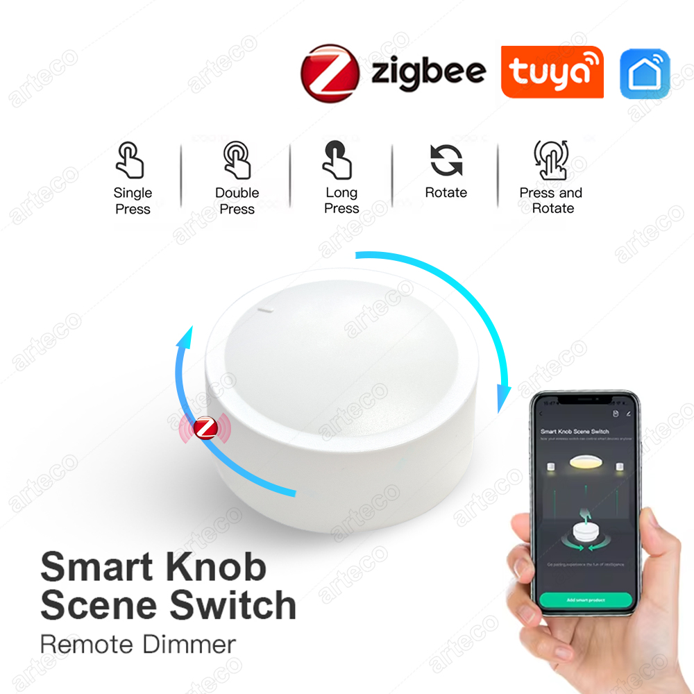 Nowy Tuya ZigBee inteligentny przełącznik pokrętłowy DIY bezprzewodowy przycisk sceny obrotowy ściemniacz przełącznik automatyka domowa scenariusz połączenie Remoter