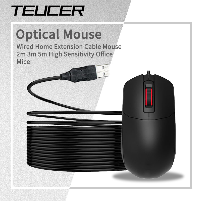 TEUCER Cable de extensión para el hogar con cable Ratón 2m 3m 5m Ratones de oficina de alta sensibilidad Periféricos de computadora