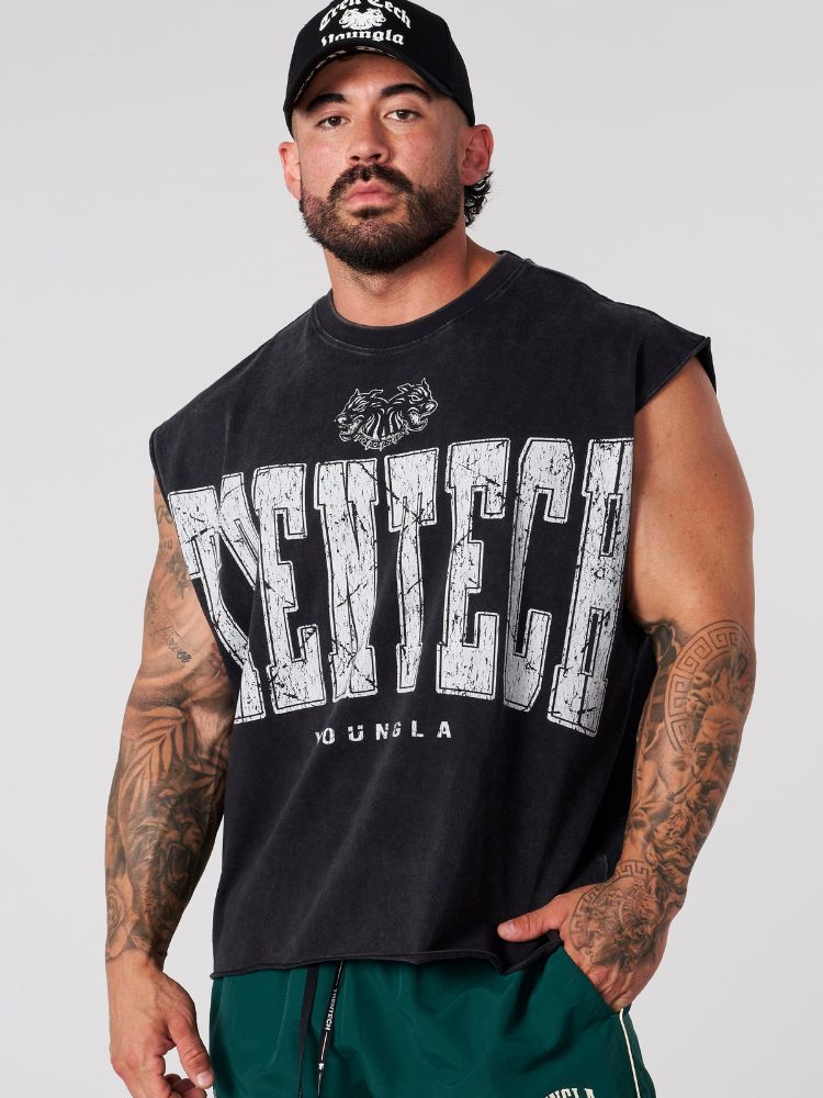 Chaozhou merk hete verkoop high street Amerikaanse retro wasbare oude vest jongens zomer ins Chaozhou merk sport puur katoenen mouw