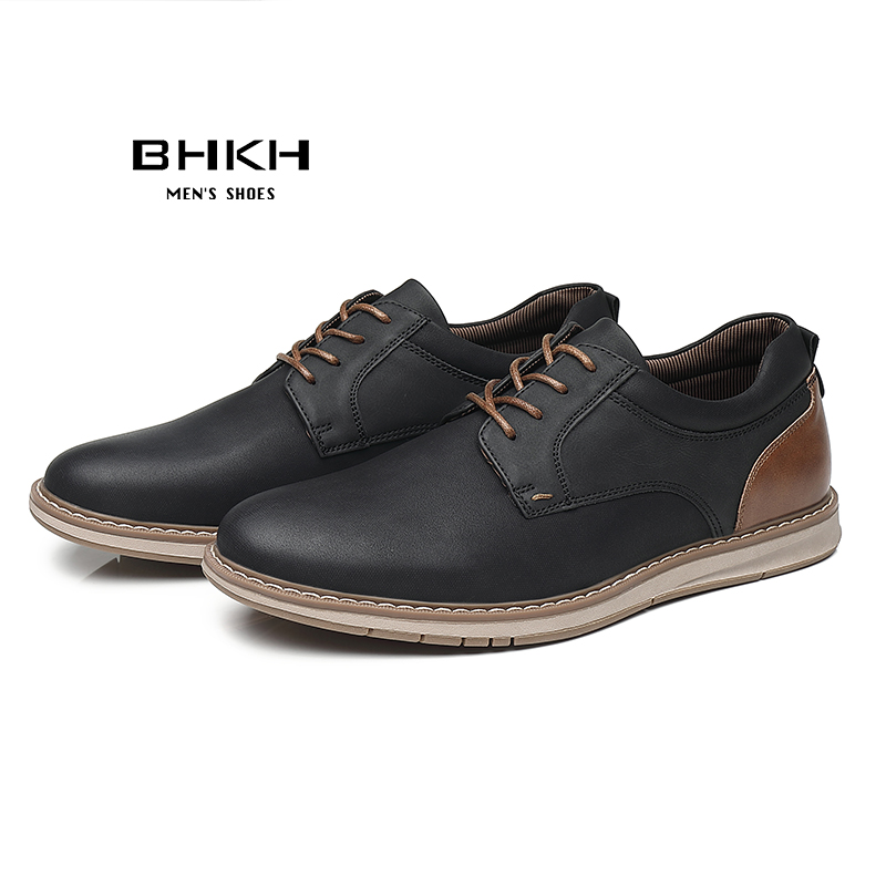BHKH ใหม่รองเท้าสําหรับชายฤดูใบไม้ผลิ/ฤดูร้อน Pu หนังรองเท้าสบายๆ Lace up สํานักงานสไตล์ธุรกิจรองเท้าผ้าใบผู้ชาย Zapatil