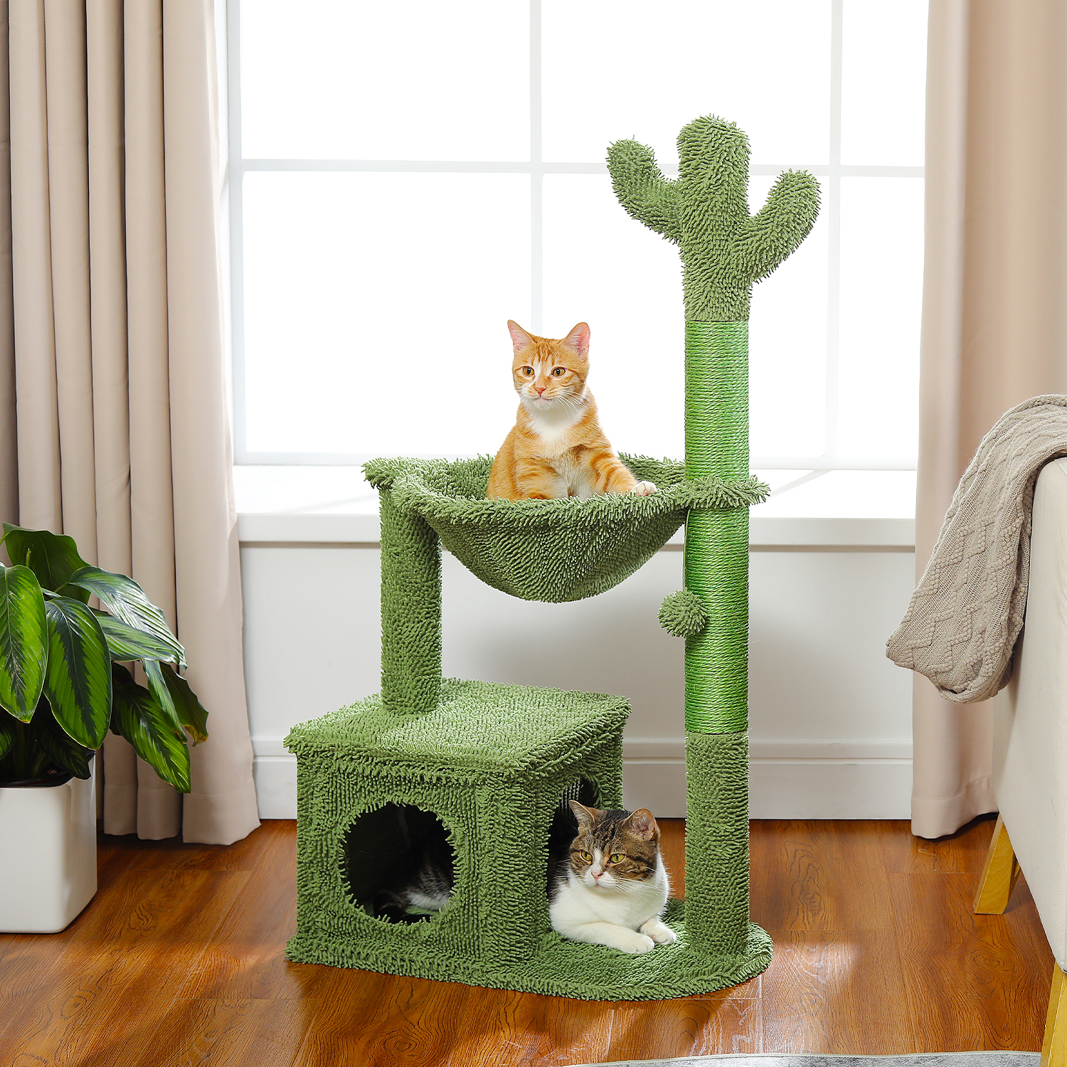 Kaktus kratz baum mit Lager wohnung, Hängematte, baumeln der Ball, kleiner Katzen turm, Katzen kratz baum für den Innenbereich, Katzen spielzeug