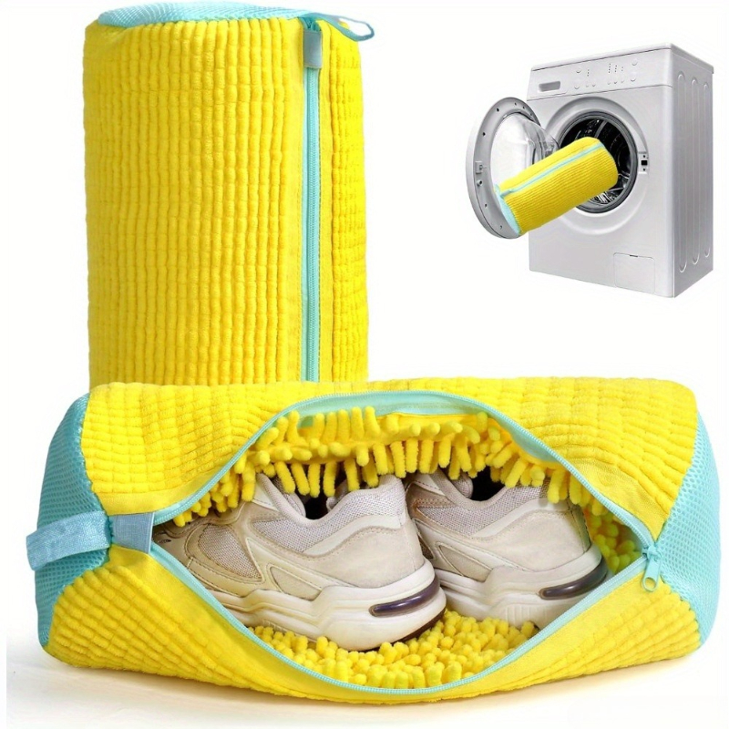 Bolsa para lavar zapatos antideformación para máquina, calcetín de lavandería de malla de poliéster con cremallera para zapatillas/botas, 39x19cm, reutilizable en seco