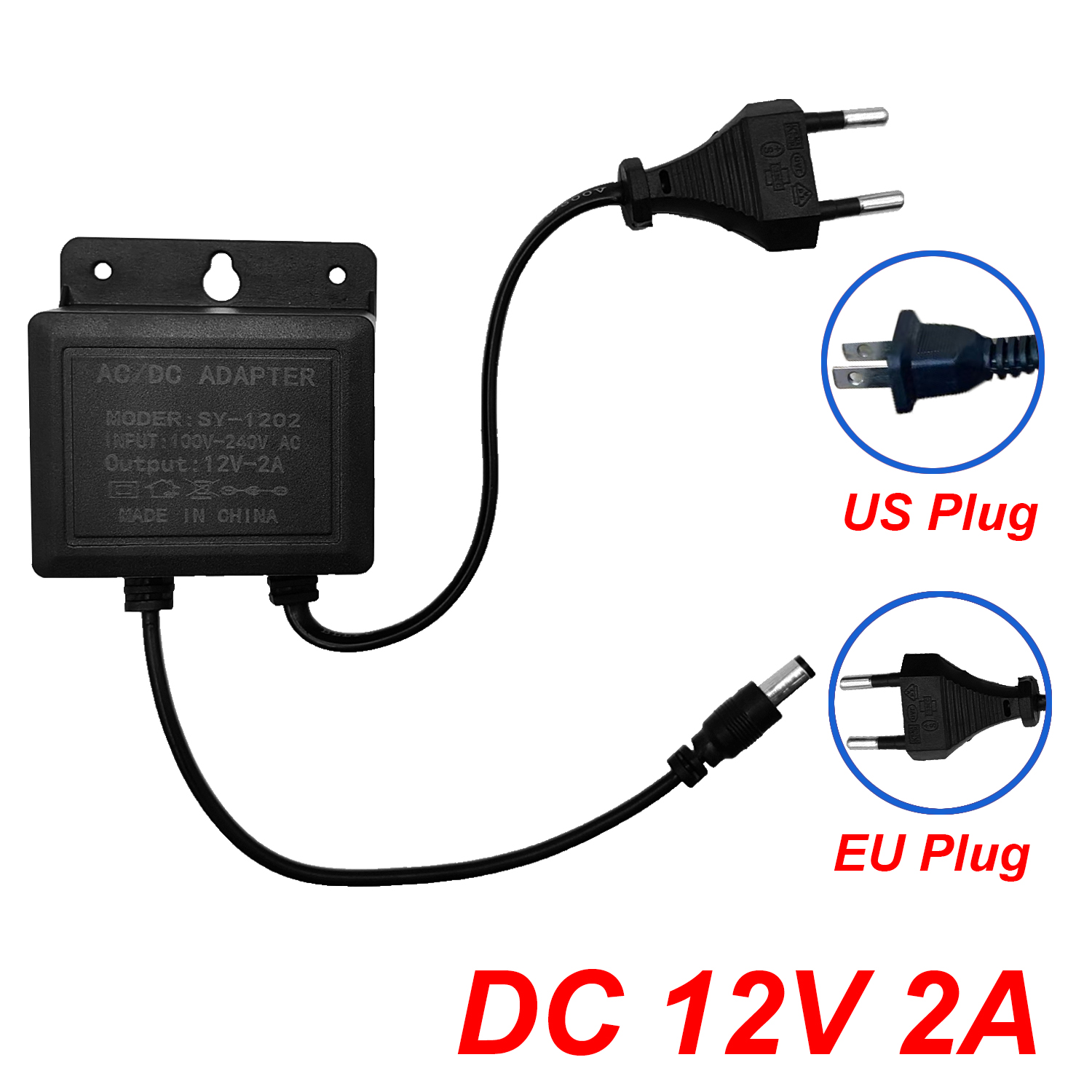 DC12V 2A impermeable UE/EE. UU. Adaptador de corriente para vigilancia de seguridad CCTV AHD cargador de cámara NVR DVR entrada AC100V-240V 5,5*2,1