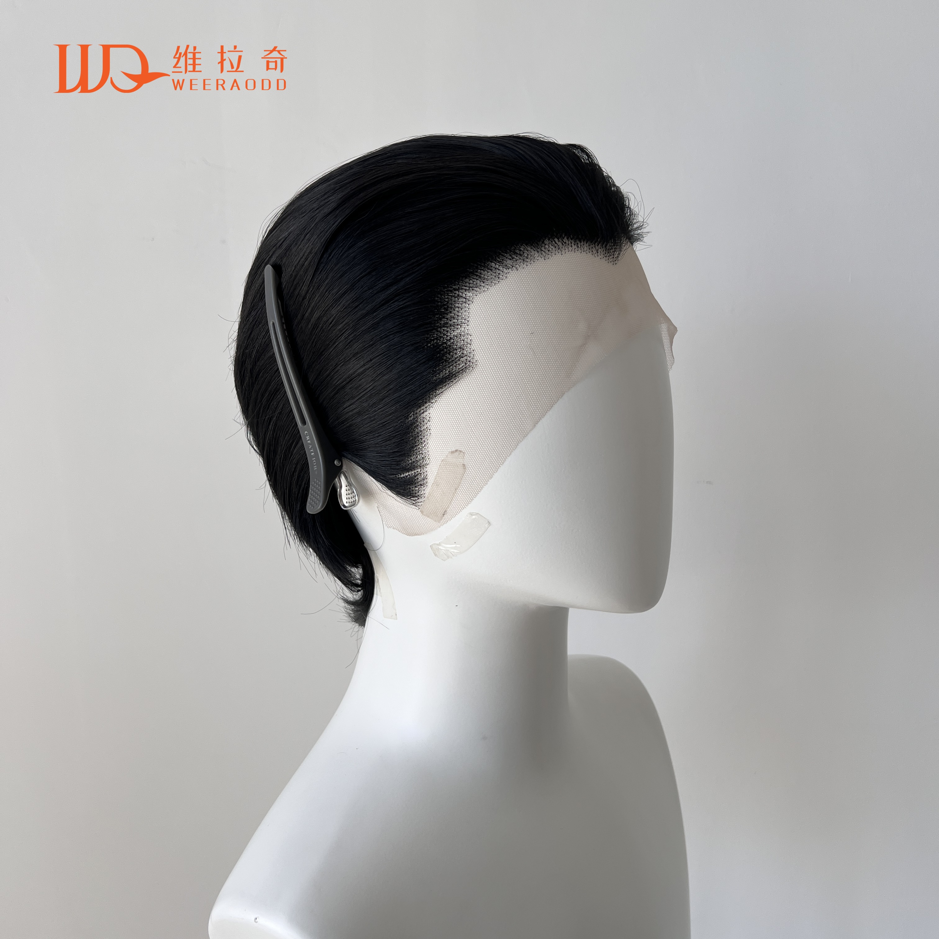 Wig Rambut Pendek Hitam untuk Pria dengan Gaya Rambut Disisir ke Belakang Cosplay 13*4 HD Wig Sintetis Lace Front Wig Pendek Frontal Peluca