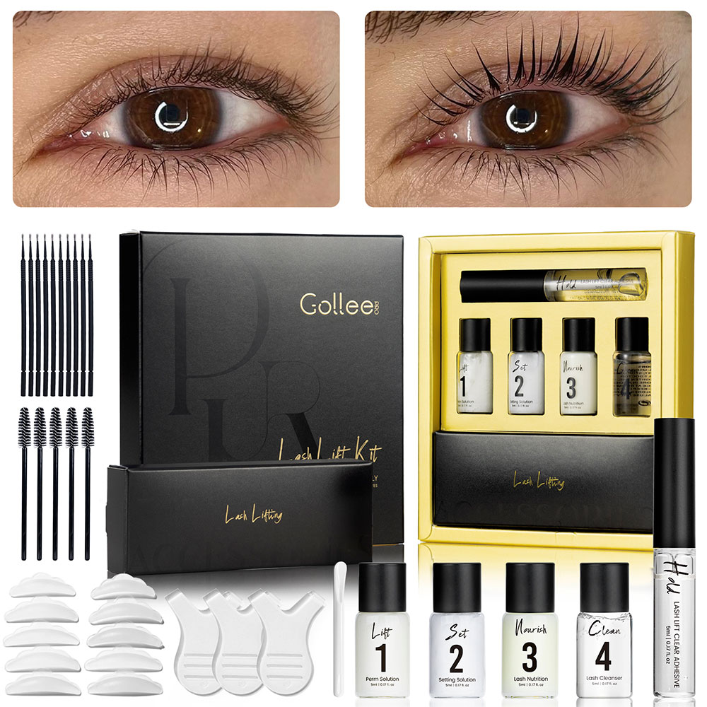 Kit permanente ciglia e sopracciglia Gollee, effetto lifting duraturo 4-6 settimane, per arricciare le ciglia, trattamento permanente, strumenti per il trucco
