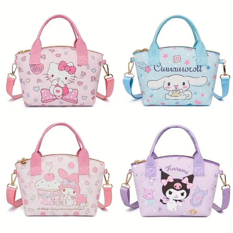 Miniso น้ําหนักเบาสไตล์ Sanrio กระเป๋าถือน่ารักกระเป๋าถือผู้หญิงความจุขนาดใหญ่สะดวกช้อปปิ้งกระเป๋า Hellokitty กระเป๋าสะพายข้างใหม่