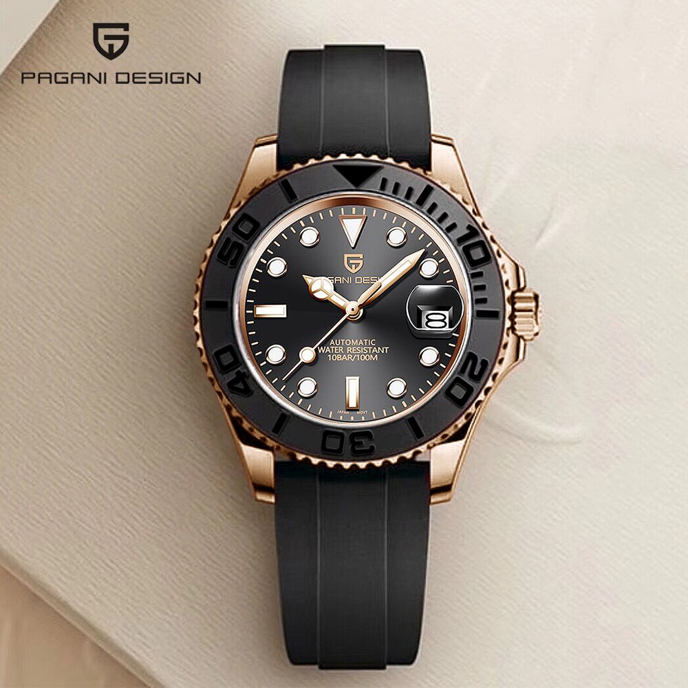 Pagani design esportes masculino relógio de pulso mecânico safira luxo relógio automático para homem aço inoxidável à prova dwaterproof água