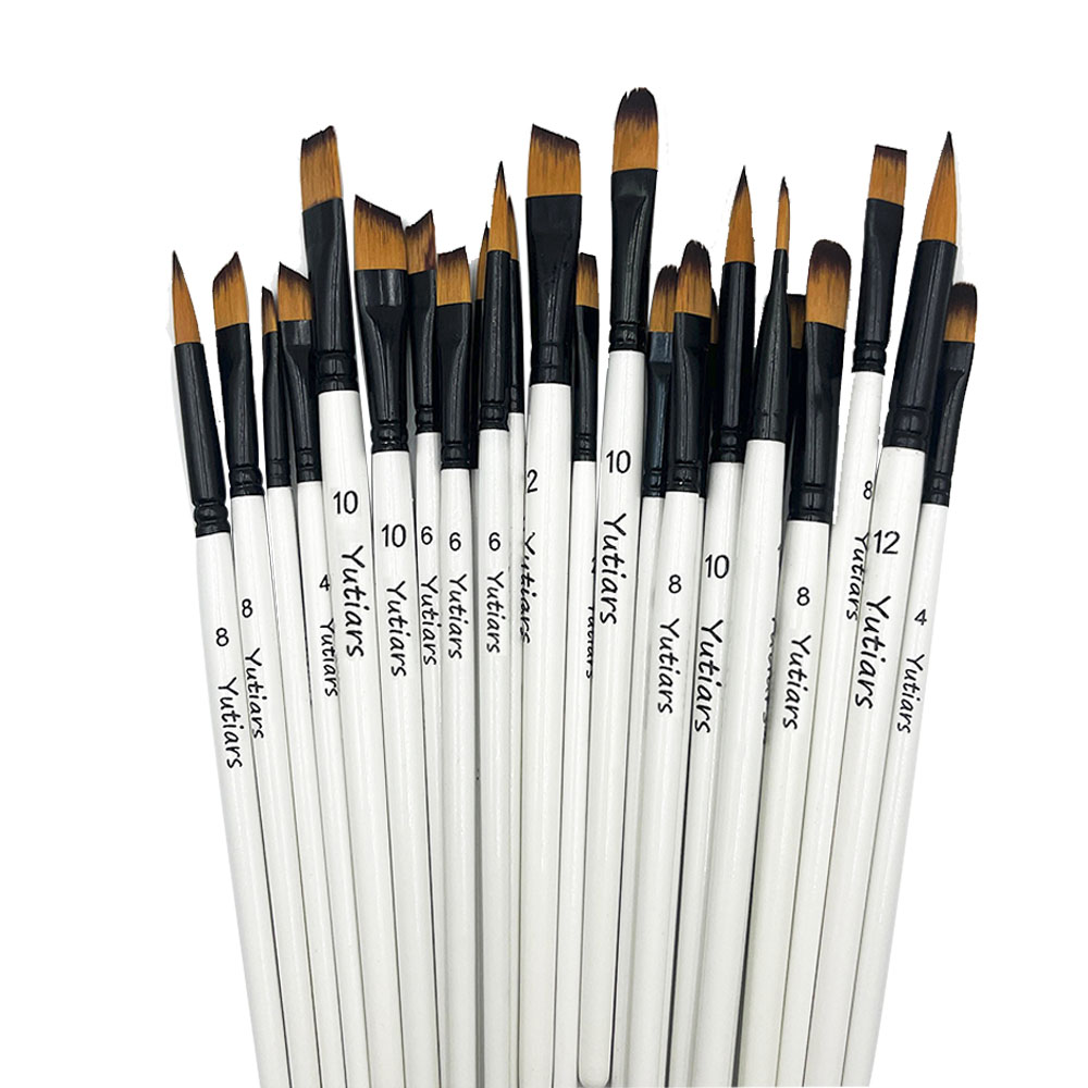 12 unids/set DIY pintura al óleo acrílica pinceles de pintura artística suministros pelo de nailon mango de madera pincel de pintura de acuarela juego de bolígrafos de aprendizaje