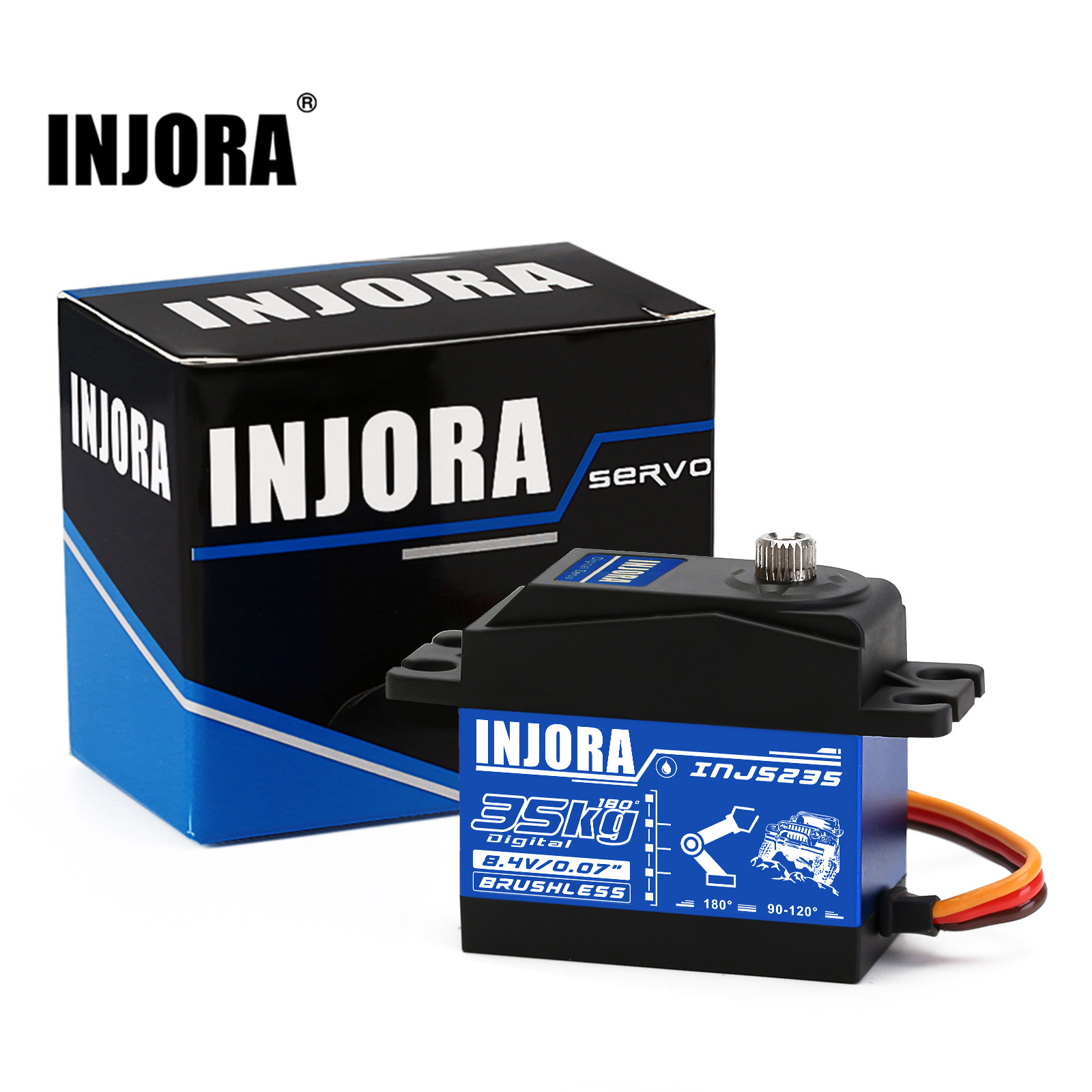 INJORA INJS235 35KG Wodoodporny bezszczotkowy serwomechanizm wysokonapięciowy Metal Gear Duży moment obrotowy Serwomechanizm cyfrowy do modeli samochodów RC 1:10 1:8