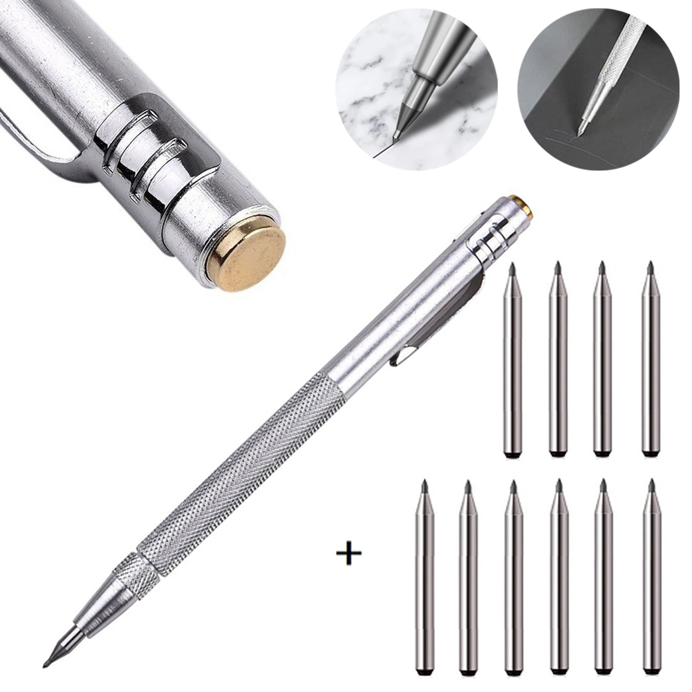 1 stücke Gravur Stift Mit 10 Wolfram Hartmetall Spitze Glasritzrades Kennzeichnung Spitze Für Glas Keramik Metall Holz Carving Ritzen Hand werkzeuge