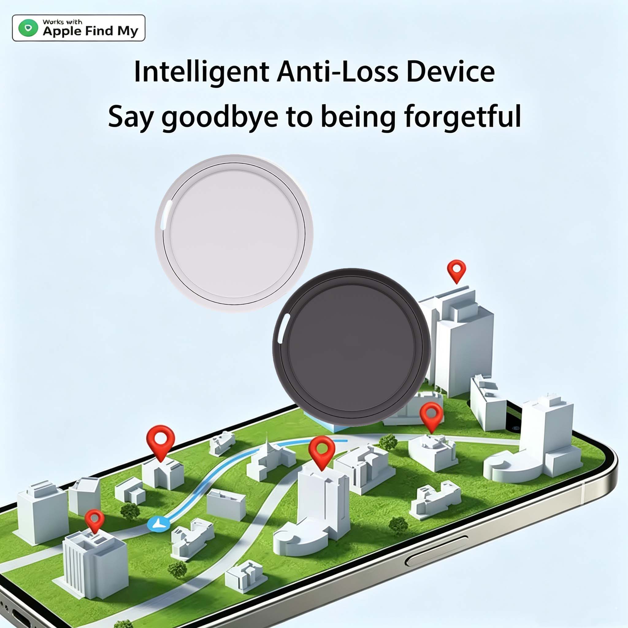 E-ACE Air Tag Mini Rastreador GPS para iOS, Compatible con la Aplicación Find My, Localizador de Carteras, Bicicletas, Bolsos, Etiqueta Inteligente Antipérdida, Localizador de Objetos