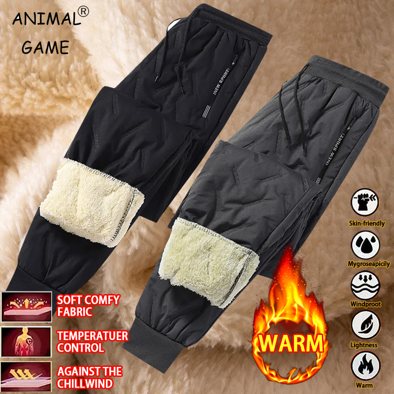 Hiver hommes peluche épais polaire imperméable pantalons de survêtement coupe-vent pantalons décontractés pantalons chauds laine d'agneau pantalons thermiques vêtements d'extérieur décontractés