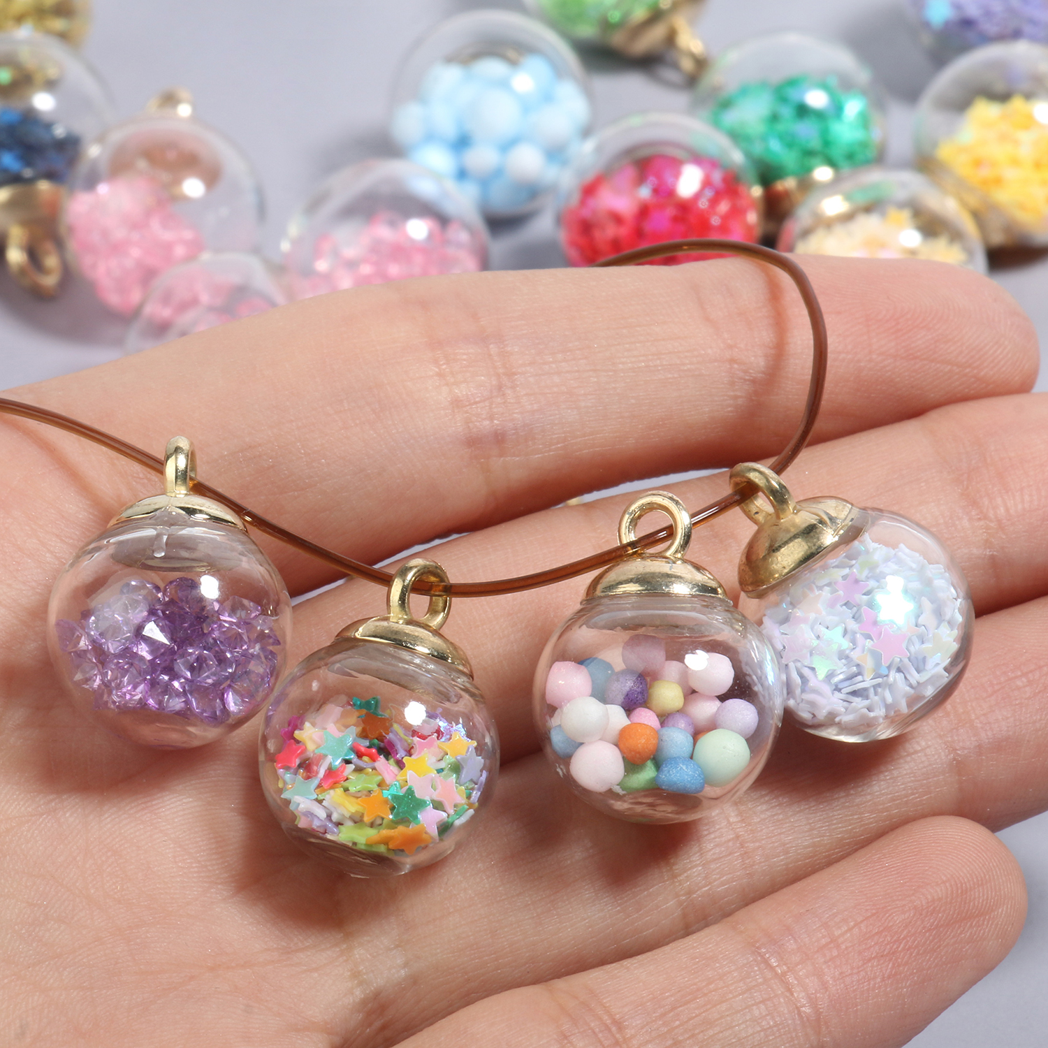 Pendentif bouteilles en verre, 20 pièces, étoile en plastique, boule de mousse, breloques pour la fabrication de bijoux, ornements, bricolage, boucles d'oreilles, accessoires de collier