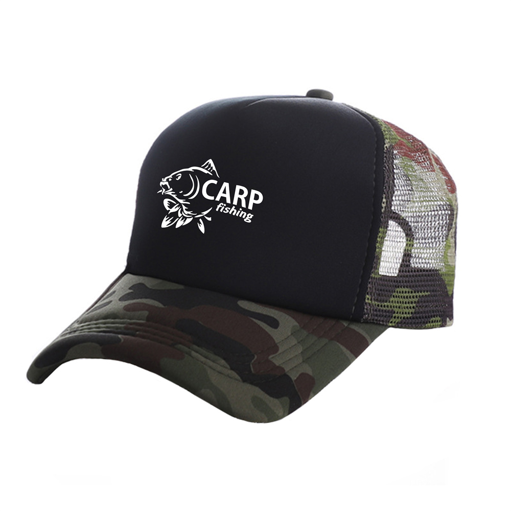 Carp Fish Trucker Caps Men Funny Fishing Printing Hat Baseball Cap Cool Summer Unisex Mesh Net Caps MZ-169