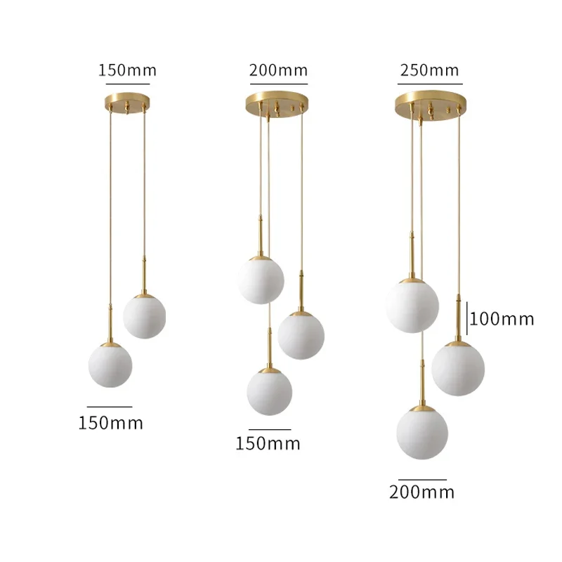 LED Glass Ball Pendant Lamp  Chandelier Lights Home Indoor Kitchen Island Restaurant Bar Table Decor Hanging Suspension