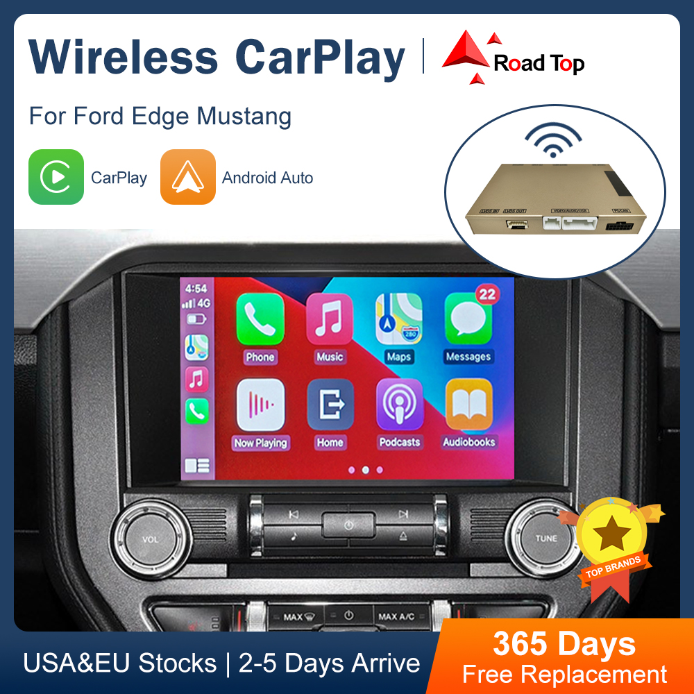 CarPlay sans fil pour Ford Edge Mustang Sync 2, Interface Android Auto, lien miroir, fonctions de jeu de voiture, accessoires d'intérieur