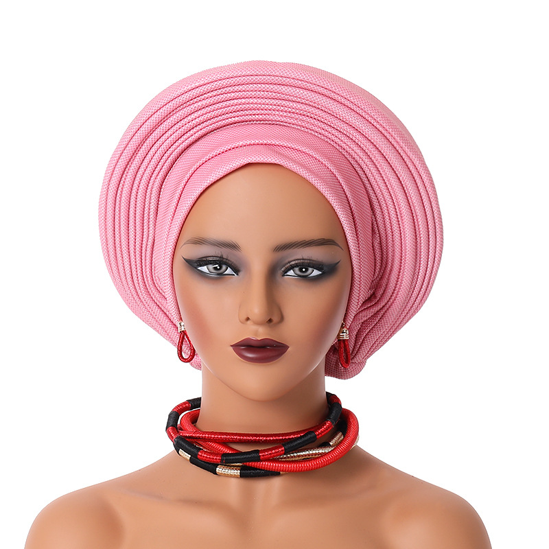 ไนจีเรีย Gele Headtie Auto Gele Turban Headwarp ทําแล้วแอฟริกัน Turban หมวกผู้หญิงมุสลิม Hijab Headscarf Bonnet หมวก