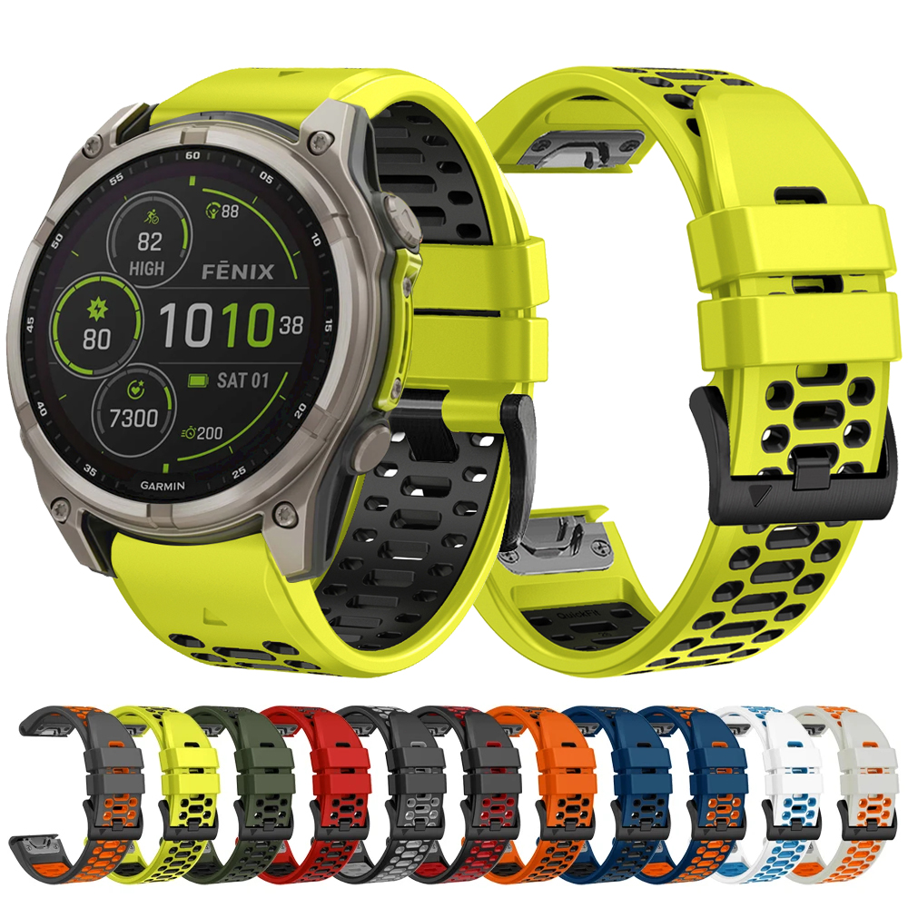 QuickFit 22mm 26mm Sportowy oddychający silikonowy pasek do zegarka Garmin Fenix 8 E 7X 7 Pro 6X 5X Plus/Epix 2 47mm 51mm Bransoletka Watchband