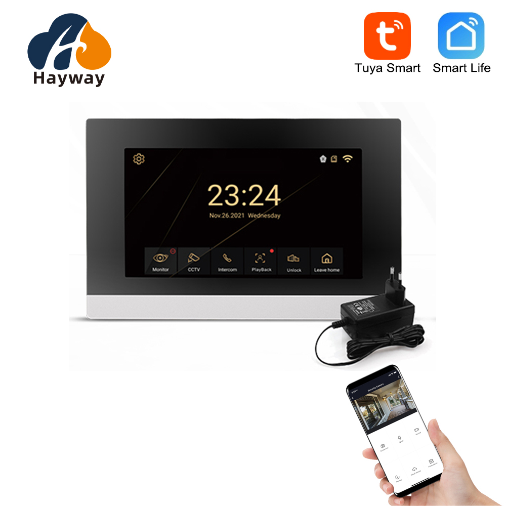 Pantalla de intercomunicador visual para villa de 4 cables, pantalla completamente táctil de 1080P, compatible con conexión WiFi inalámbrica a TUYA, desbloqueo con un clic, etc.