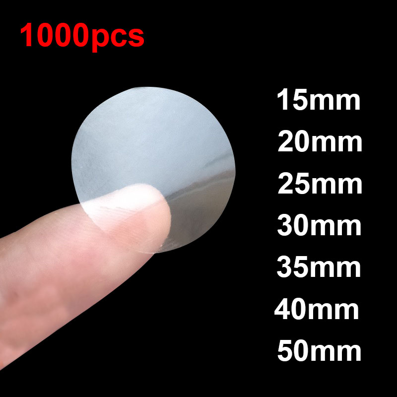 1000 Cái/gói Tròn Trong Suốt Rõ Nét Dán PVC Chống Thấm Nước Cho Trọn Gói Bao Niêm Phong Nhãn Dán Văn Phòng Phẩm