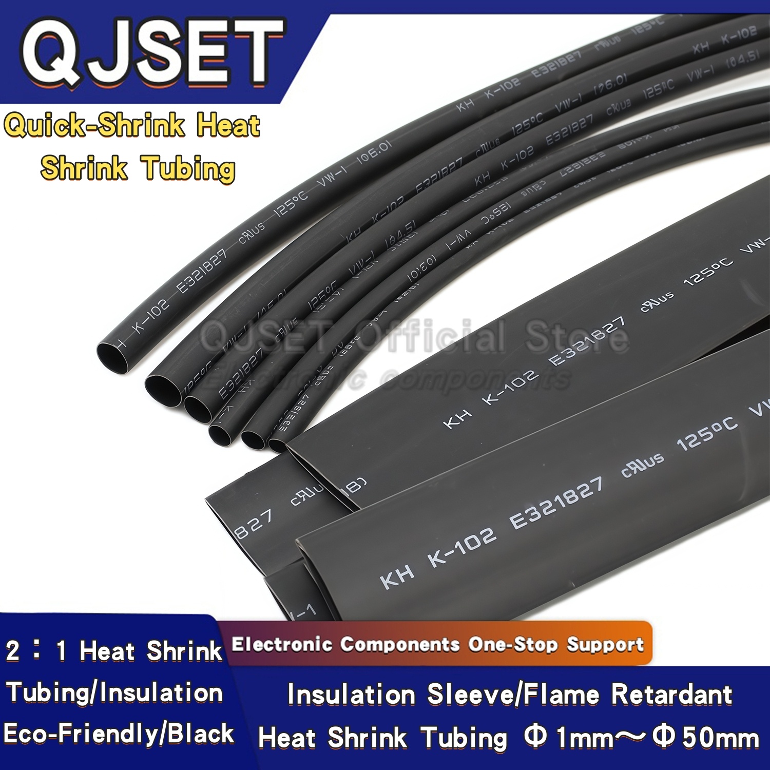 Tubo termorretráctil negro de 1M/5M, funda aislante, cubierta protectora de Cable, reparación de Cable de datos, funda termorretráctil de 1, 2, 3, 4, 5-50mm