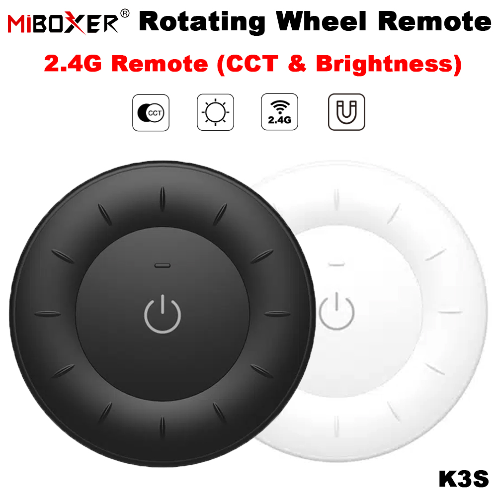 MiBoxer K3S 2,4 G rotierendes Rad, Fernbedienung, Farbtemperaturfeld, Fernbedienung, verstellbarer Dimmer, kabellos, für Lampen/Controller