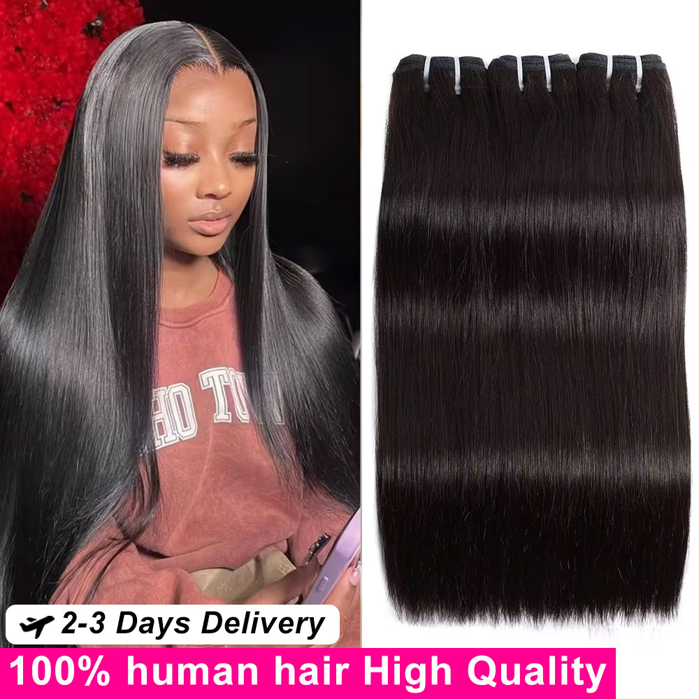 Extensions de Cheveux Humains Naturels Brésiliens Noirs 100% Remy, Non Traités, Qualité Supérieure, Paquets de Cheveux Raides de 30 à 34 Pouces, 16A