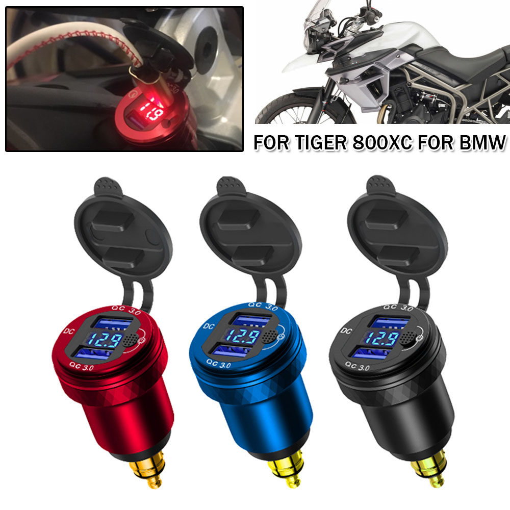 Dual USB TypeC Quick 3.0 Ladegerät DIN Hella Sockel LED Adapter für BMW R1200RT F900XR R1200GS R1250GS S1000XR F800GS F850 750GS