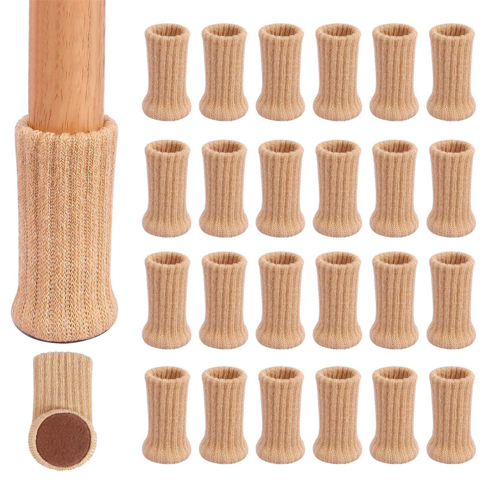 Meias de perna elástica alta, protetores de piso com almofadas antiderrapantes, tampas grossas, conjunto de capas de móveis, 24pcs