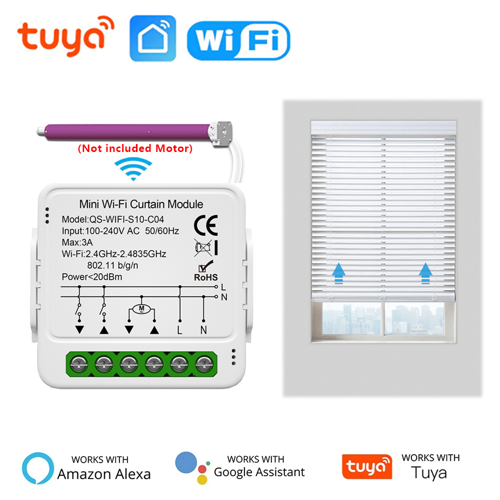 Módulo de interruptor de cortina inteligente Tuya WiFi para persianas, Motor eléctrico de persiana enrollable, Control de vida inteligente, funciona con Alexa y Google Home