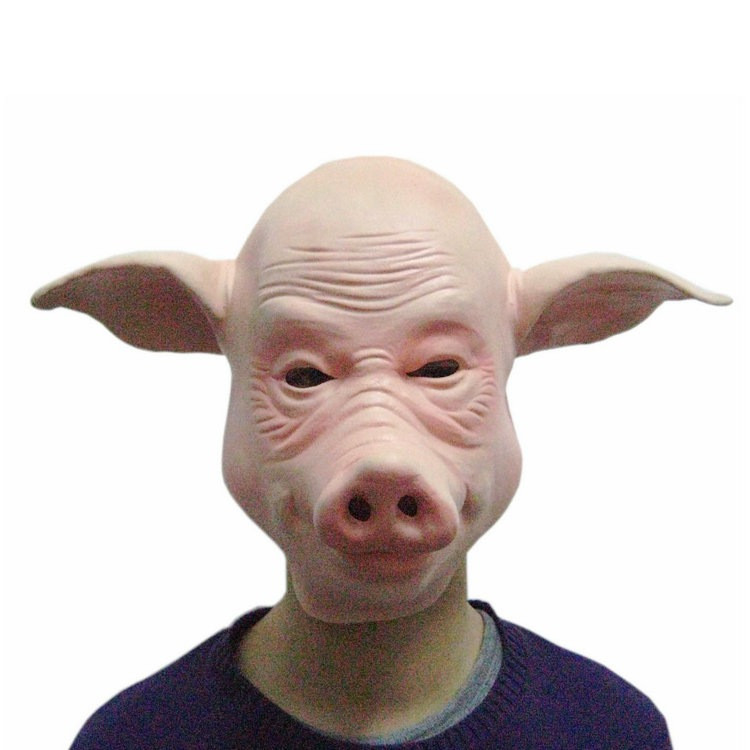 Halloween spaventoso Saw Pig Head Mask Cosplay Party maschere animali orribile maschera in lattice a pieno facciale decorazione per feste di Halloween Prop in lattice