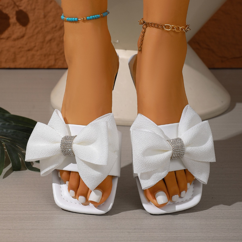 2025 verão novo design de arco feminino elegante e confortável chinelos casuais ao ar livre antiderrapante e resistente ao desgaste sandálias planas