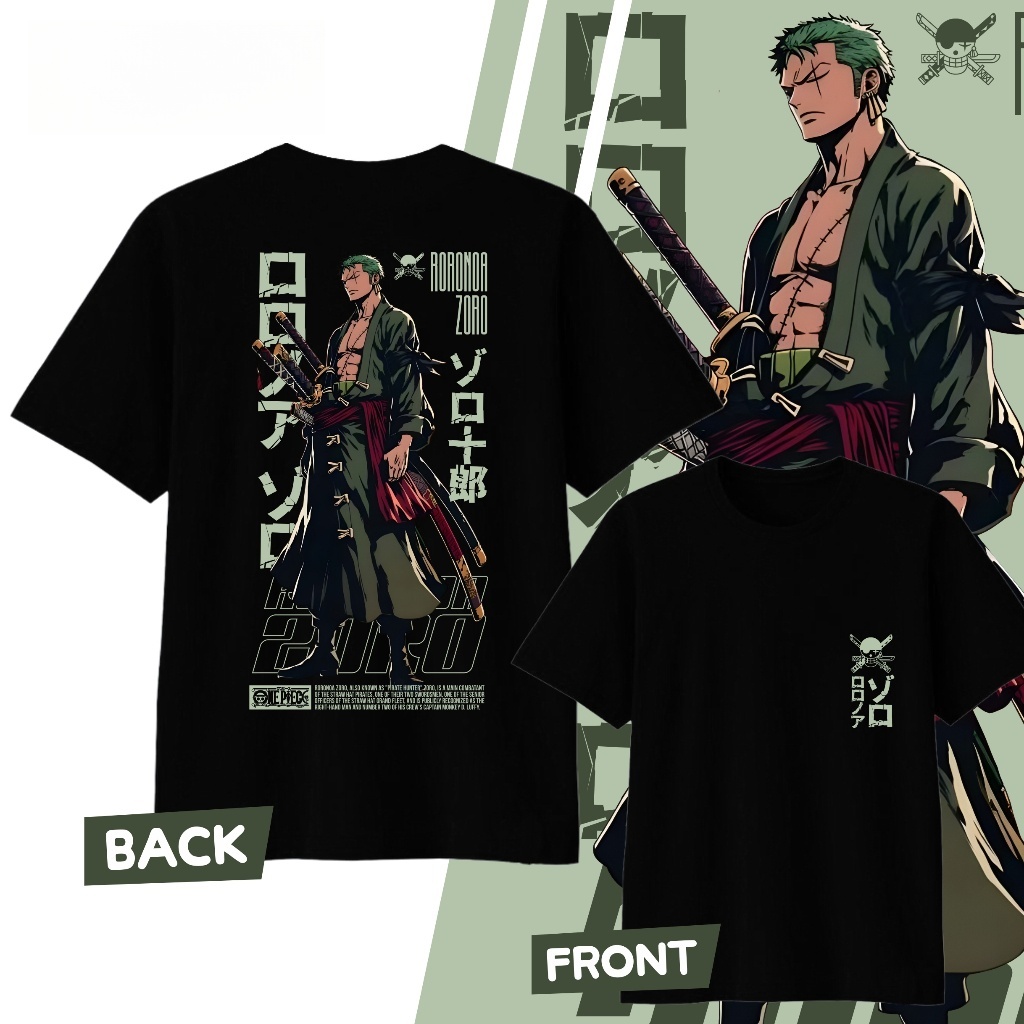Футболка с принтом аниме One Piece Roronoa Zoro, хлопковая футболка для мужчин и женщин, мужская спортивная футболка, новинка лета 2026 года