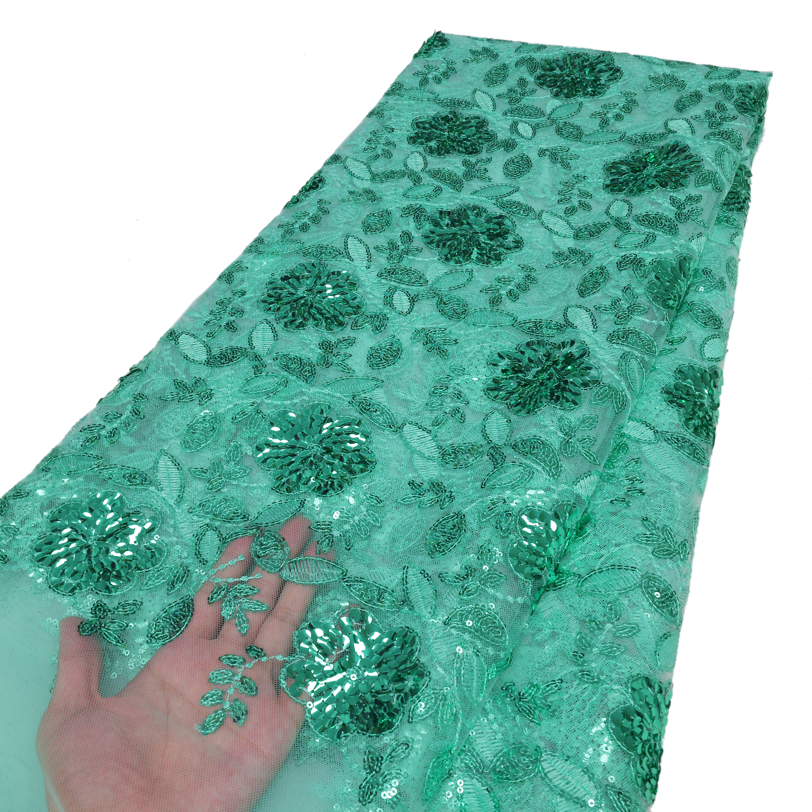 African Sequins Lace Fabric 2025 High Quality Eembroidery French Nigerian Mesh Lace Fabrics For Wedding Dress Sewing