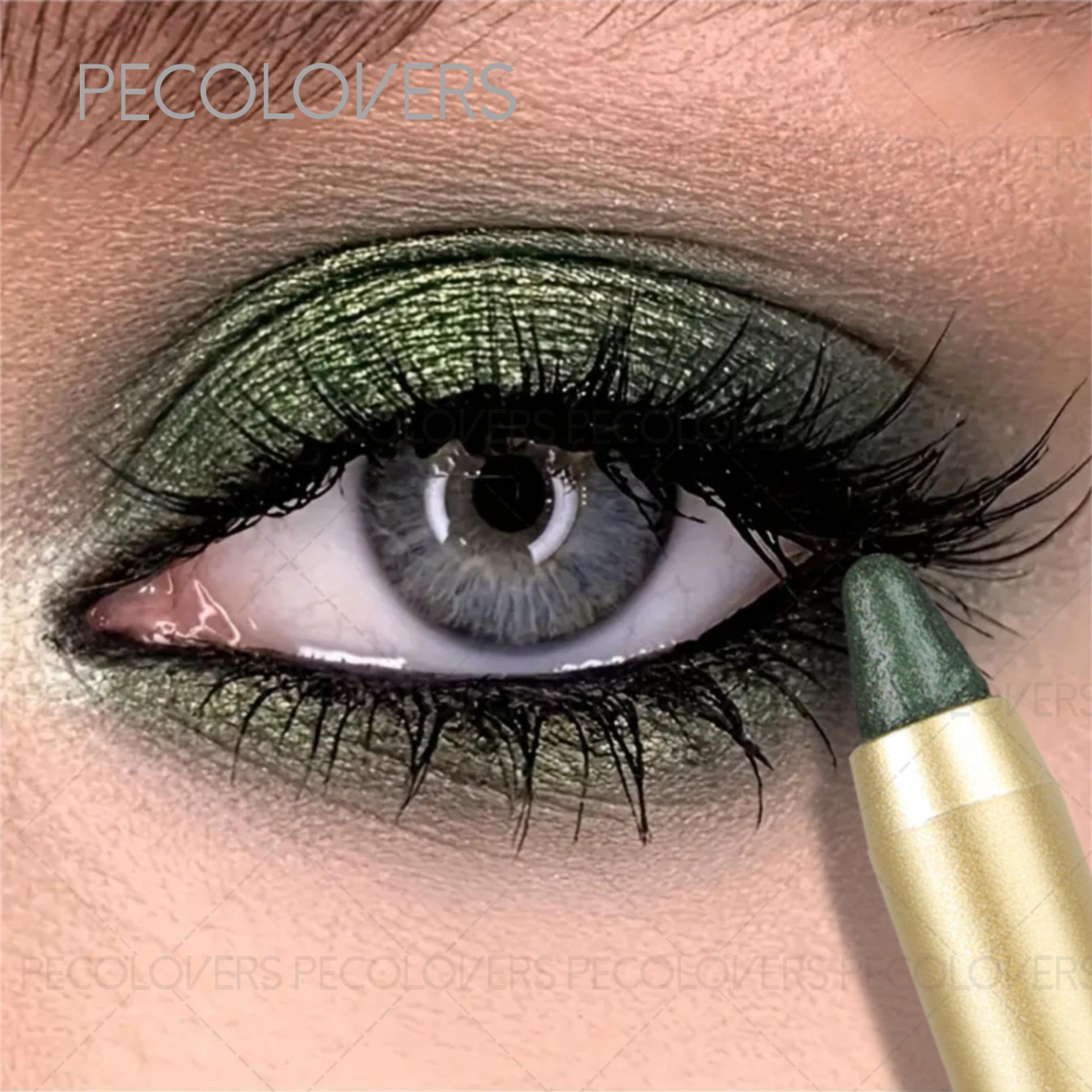 Veegvaste en waterdichte oogschaduwstick, dubbelzijdig oog met schaduwstick, sponsborstel, glitter- en matte afwerking