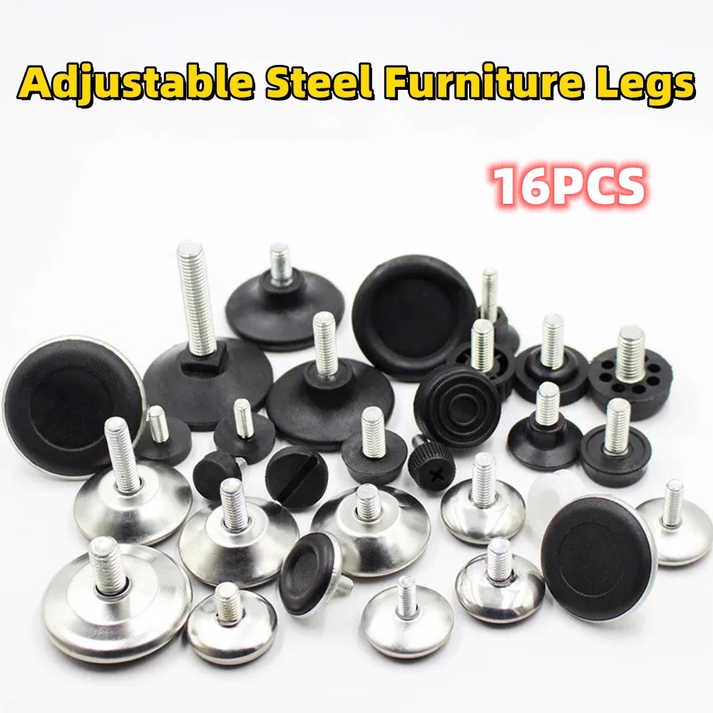 Patas ajustables de acero inoxidable para muebles, mesa, gabinete, nivelador fijo antideslizante, Accesorios universales para el hogar, 4 Uds.