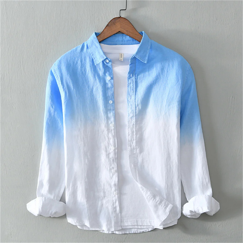 2024 New Summer Shirt Casual Long Sleeve Lapel Shirt 3D Printing Light Color Changing Men's Linen Shirt XS-6XL Fast Shipping