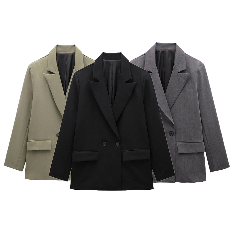 KUCLUT – manteau de costume ample à Double boutonnage pour femme, couleur unie, nouvelle collection printemps et automne 2024