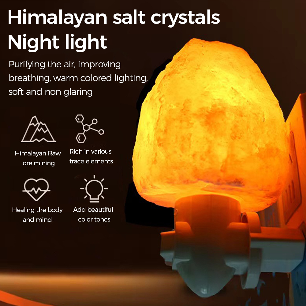 Natürliches Himalaya-Salz-Stecker Nachtlicht Warmes Licht Nachttisch LED Nachtlicht reinigt die Luft gibt negative Ionen Nacht lampe