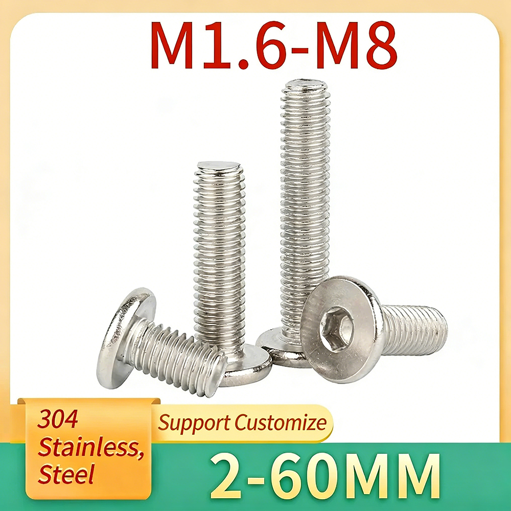10 шт. ультратонких плоских винтов с шестигранной головкой M1.6, M2, M2.5, M3-M8 из нержавеющей стали 304, с возможностью индивидуального заказа