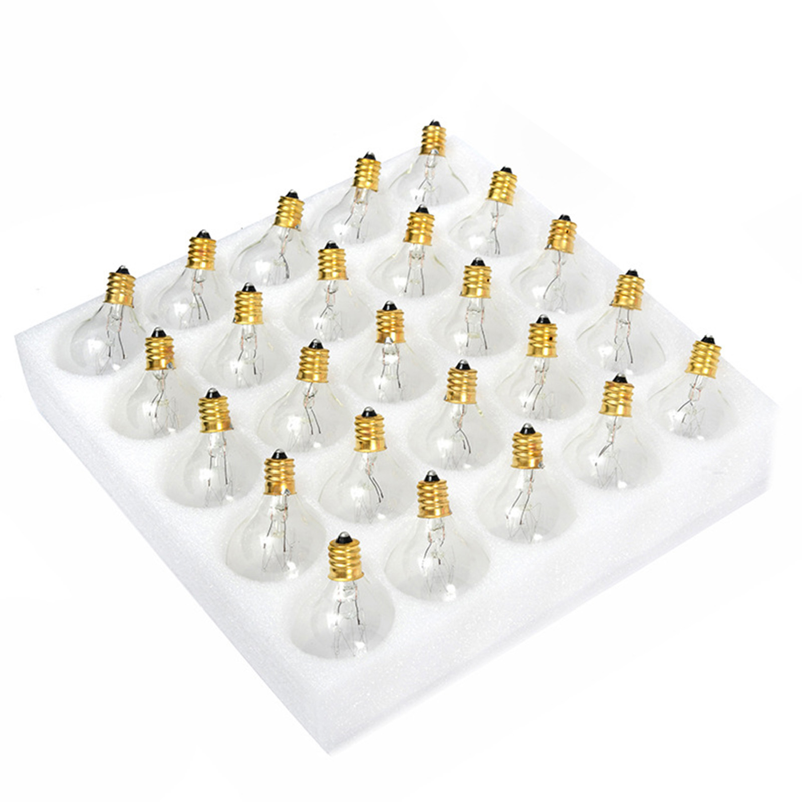 25 uds bombillas de repuesto G40 bombilla de tungsteno 7W 220-240V bombilla de globo transparente bombillas de Base E12 para Patio interior y exterior